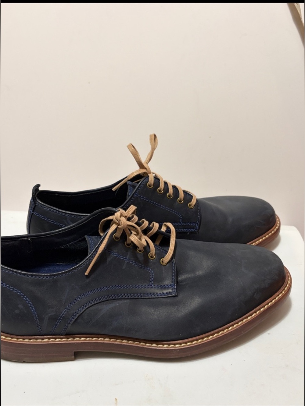 Cole Haan Men's Blue Leather Derby Shoes with Lace Up Sz 8M - Picture 3 of 11